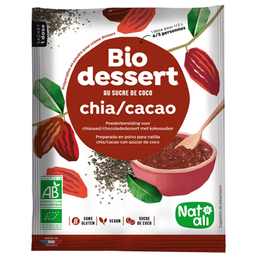 Préparation en poudre BIO au sucre de coco pour crème dessert chia cacao - sachet 70g 