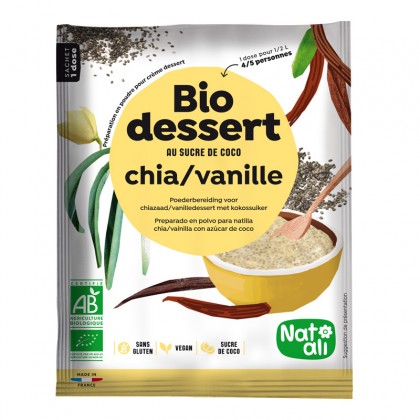 Préparation en poudre BIO au sucre de coco pour crème dessert chia vanille - sachet 60g 