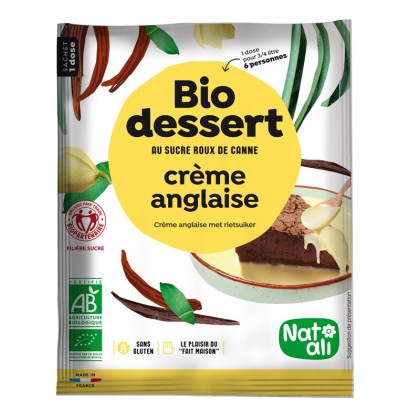 Préparation en poudre BIO au sucre de canne pour crème anglaise - sachet 60g