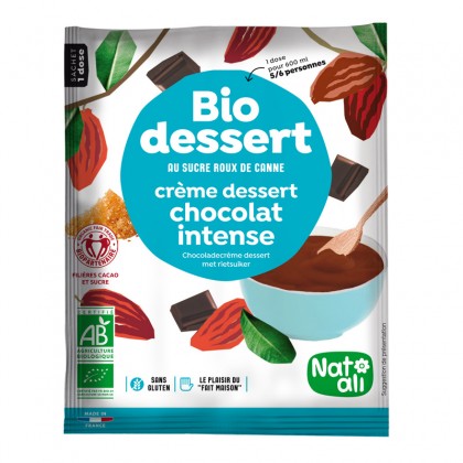 Préparation en poudre BIO au sucre de canne pour crème chocolat intense - sachet 60g
